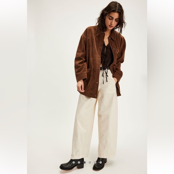 Free People Brown Vegan Suede Utility Jacket - Picture 1 of 3